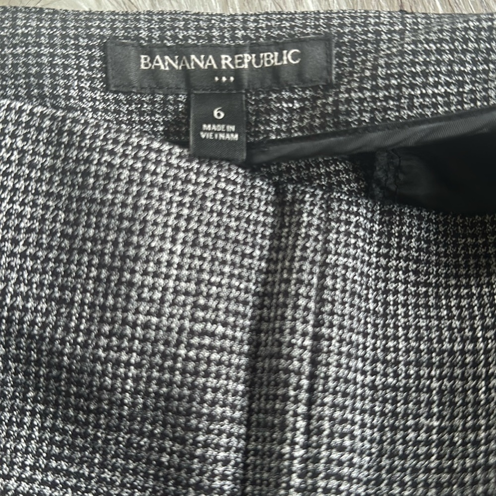 Banana Republic Side Zip Slim Ankle Lightweight Houndstooth Pants Size 6